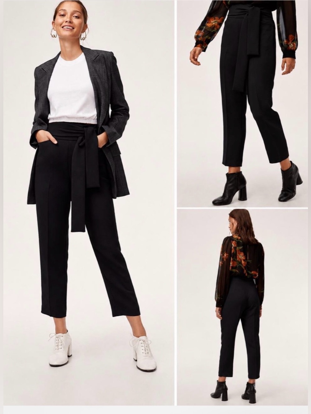 Aritzia Wilfred Womens Geneva High Waist Tie Front Cropped Pants Size 4
